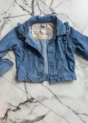 Джинсова куртка на дівчинку -80-86 см
