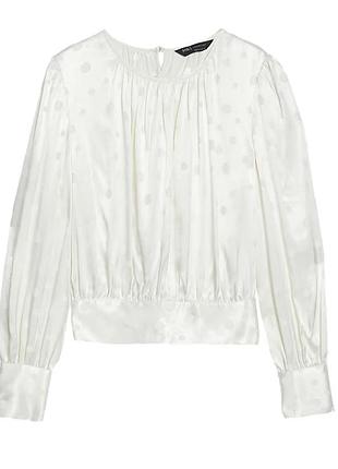 Блуза атласная в горох, mark and spencer, размер l.