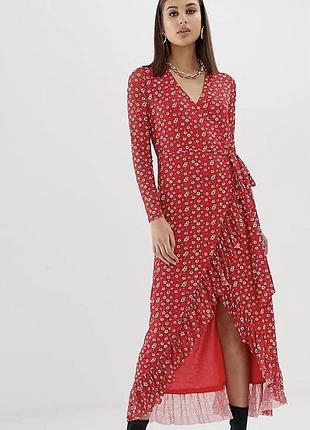 Платье вечернее,длинное,макси,сарафан в цветочный принт,на запах