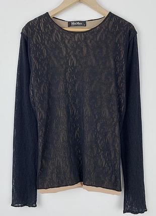 Жіночий мереживний лонгслів з тілесною підкладкою від max mara розмір м