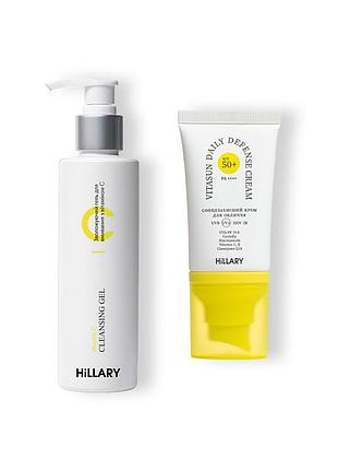 Гель для вмивання з вітаміном с + сонцезахисний крем для обличчя spf 50+