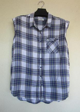 Фланелевая удлиненная рубашка без рукавов в клетку от papaya