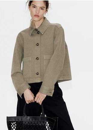 Джинсова куртка s-m, кольору хакі, h&m