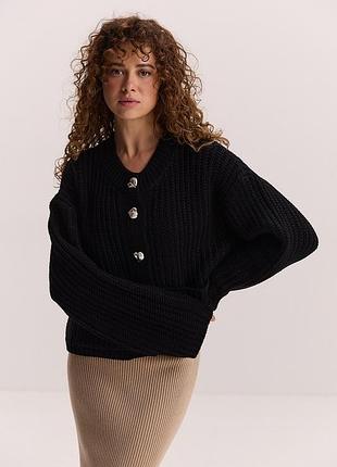 Акция черный вязаный кардиган