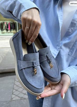 Накладной платеж ❤ натуральные кожаные замшевые лоферы с замочком и ключиком