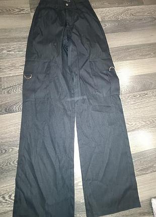 Актуальные базовые брюки палаццо широкие брюки черные с карманами размер хс