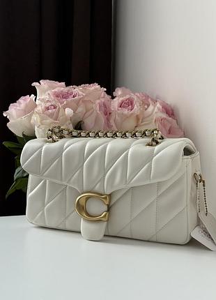 Шкіряна сумка пуф 26см через плече на ланцюжку стьобана co