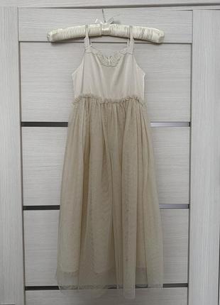 Платье детское h&m 116 размер бежевое с блестками