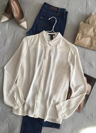 Базовая шифоновая. луза в цвете шампань свободного кроя в размере m