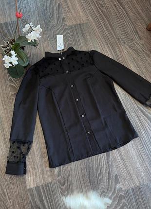 Женская блуза черная нова с прозрачными вставками