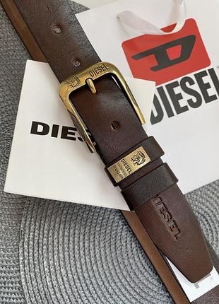 Ремінь чоловічий шкіряний італійська шкіра коричневий diesel / ремень мужской кожаный коричневый