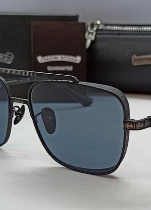 Chrome hearts очки мужские солнцезащитные модные черные в черной металлической оправе