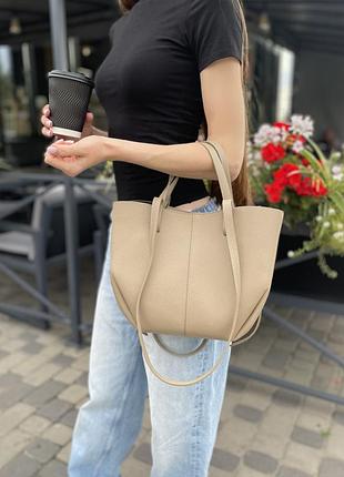 Італійська шкіряна сумка шопер нова колекція