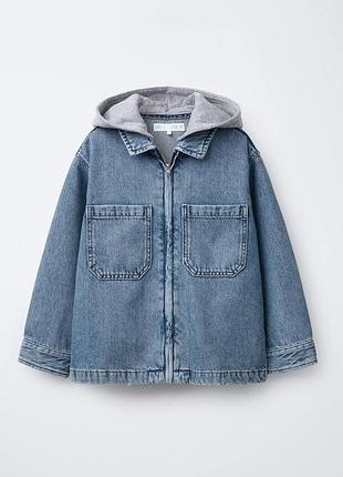 Джинсова сорочка з капюшоном