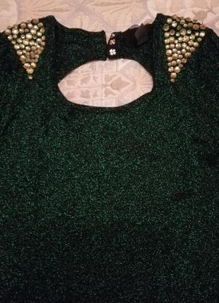 Нарядное вечернее коктейльное платье с открытой спиной с блёстками4 фото
