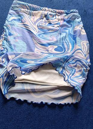 🌀 ультра-трендовая мини-юбка в психоделический мраморный принт — стиль y2k и фестивалей! 💙💜✨ 6