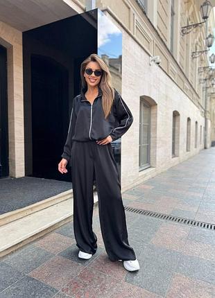 Женский брючный костюм двойка дабл шелк