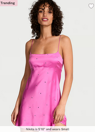 Ночная комбинация xs victoria's secret glazed satin dew drop heart slip dress