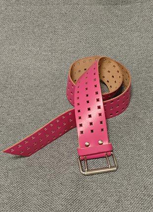 Рожевий перфорований шкіряний ремінь жіночий барбі стиль пояс р. xs / s