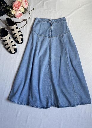 Джинсова міді блакитна спідниця від next