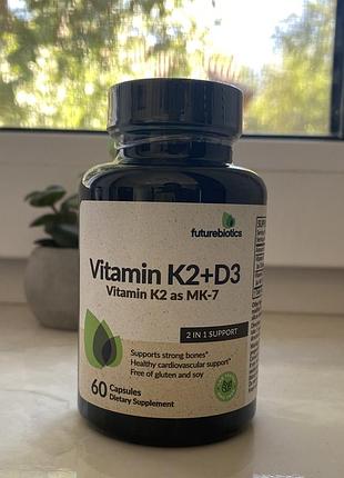 Futurebiotics, вітамін k2 + d3 з вітаміном k2 у формі мк-7, 60шт