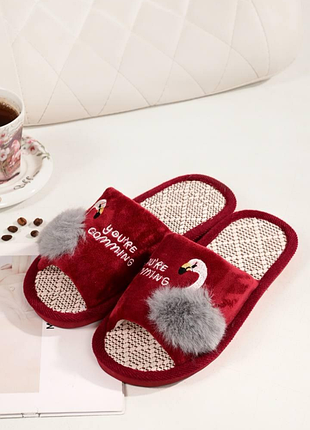 Хатні капці жіночі бордові коди тп172
