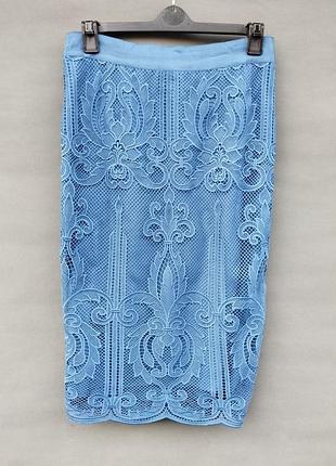 Юбка карандаш миди из кружевая u912 наш 38-40 цвет синий электрик