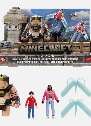 Minecraft: фільм - генрі, гаретт та піглін (minecraft movie a well-crafted escape figure pack)