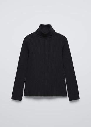 Дитяча водолазка-гольф в рубчик для дівчинки zara 5048/710  чорний