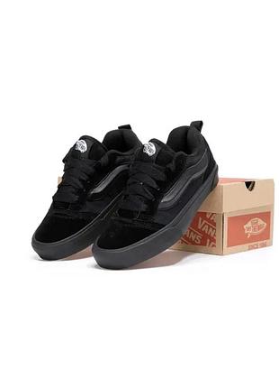 Кеди vans old skool knu black (чорні) кросівки ванс олд скул текстиль замш