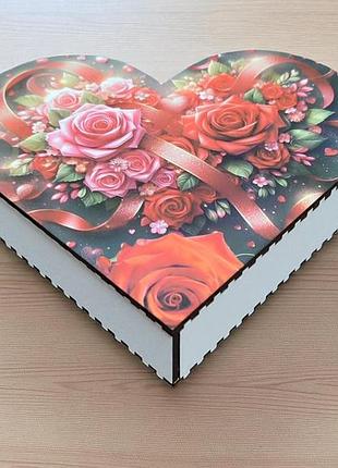 Шкатулка для подарка в форме сердца роза (gbx-10014)