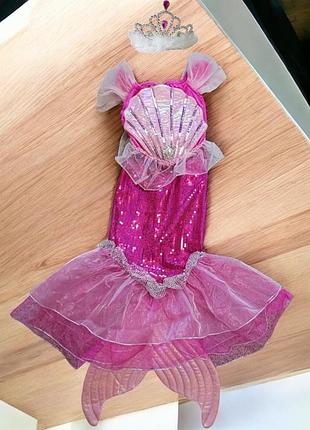 Платье костюм русалочка ариель ариэль с короной 5-6 лет