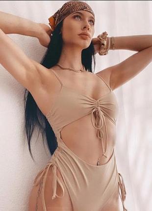 Тілесний якісний купальник оригінал alpha coutures