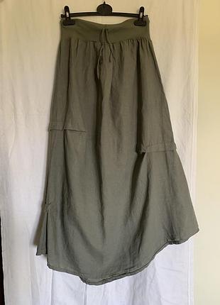 Стильная длинная бохо-юбка из натурального льна (размер 16/44)