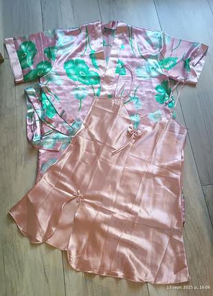 Комплект халатик + ночная рубашка, пеньюар м-л, олень для сна и дома