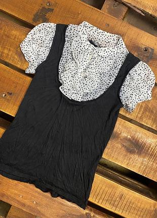 Женская футболка с оборками в горох atmosphere (атмосфера срр идеал оригинал черно-белая)