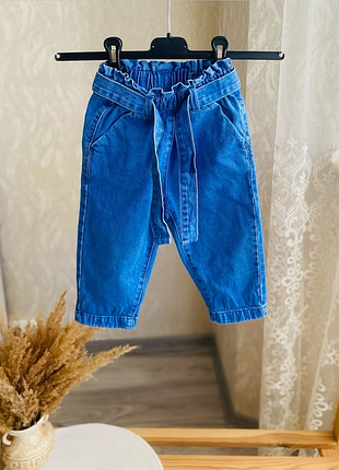 Джинсы мом с поясом - на 9-12 м