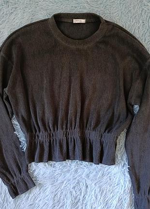 Зара в рубчик приталена кофтинка джемпер на резинках с-м