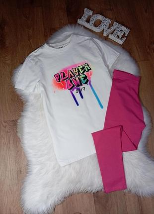 Якісний літній набір на 12 років (зріст 152 см) футболка next та рожеві лосіни