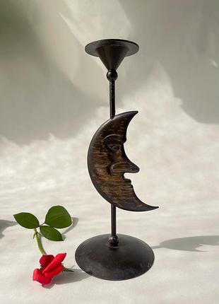 Свічник металевий підсвічник металевий чорний для тонких свічок вінтаж швеція