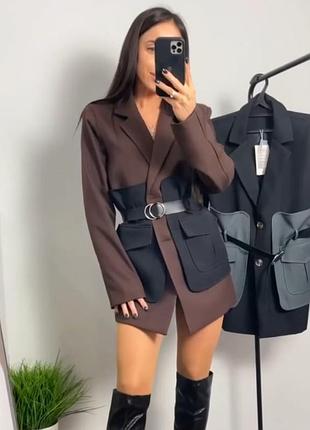 Очень стильное элегантное платье пиджака с поясом, платье, платье жакет
