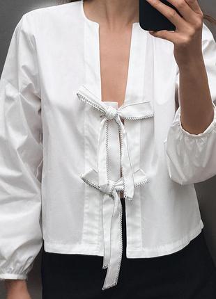 Поплиновая блуза с бантами от zara