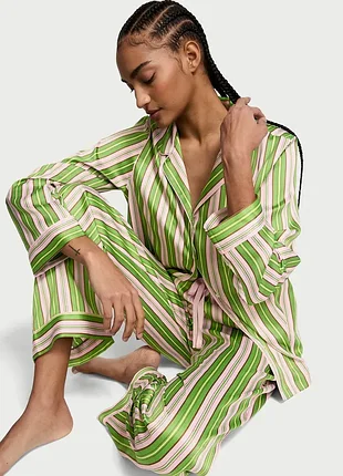 Піжама victoria's secret satin long pajama set black оригінал на подарунок