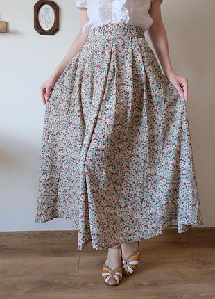 Винтажная длинная макси юбка с цветами charlotte halton
