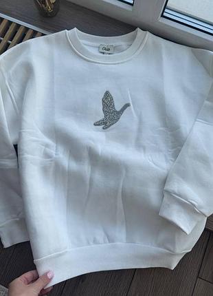 Распродажа 🏷 турецкий теплый на флисе свитшот с стразами