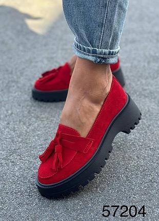 Женские туфли лоферы натуральная замша замшевые