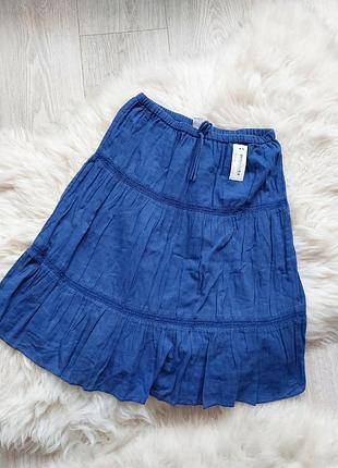 💛💙💜 отличная синяя юбочка хлопок