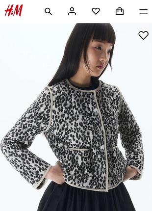 Нова стьобана куртка h&m жакет стьобана куртка леопардовий принт леопард