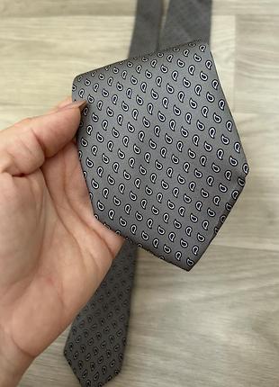 Галстук jan barel paris шелк серая пейсли принт винтаж узкий