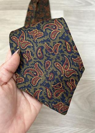 Галстук зеленый пейсли принт винтаж